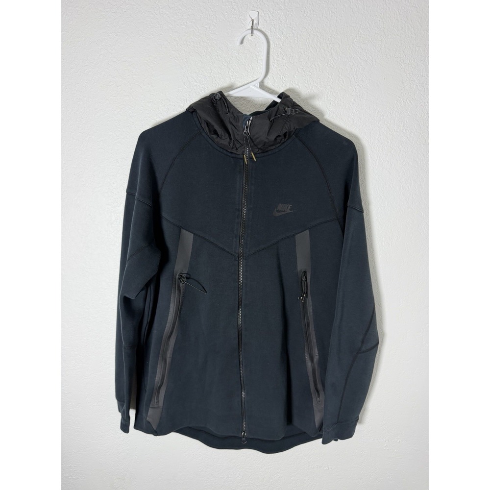 Nike Jacket Men's Sz L Black Tech Fleece Hoodie Bounded Windrunner 642958-012